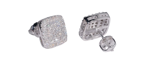 10mm Moissanite Earrings Iced Out Stud Earrings 925 Silver